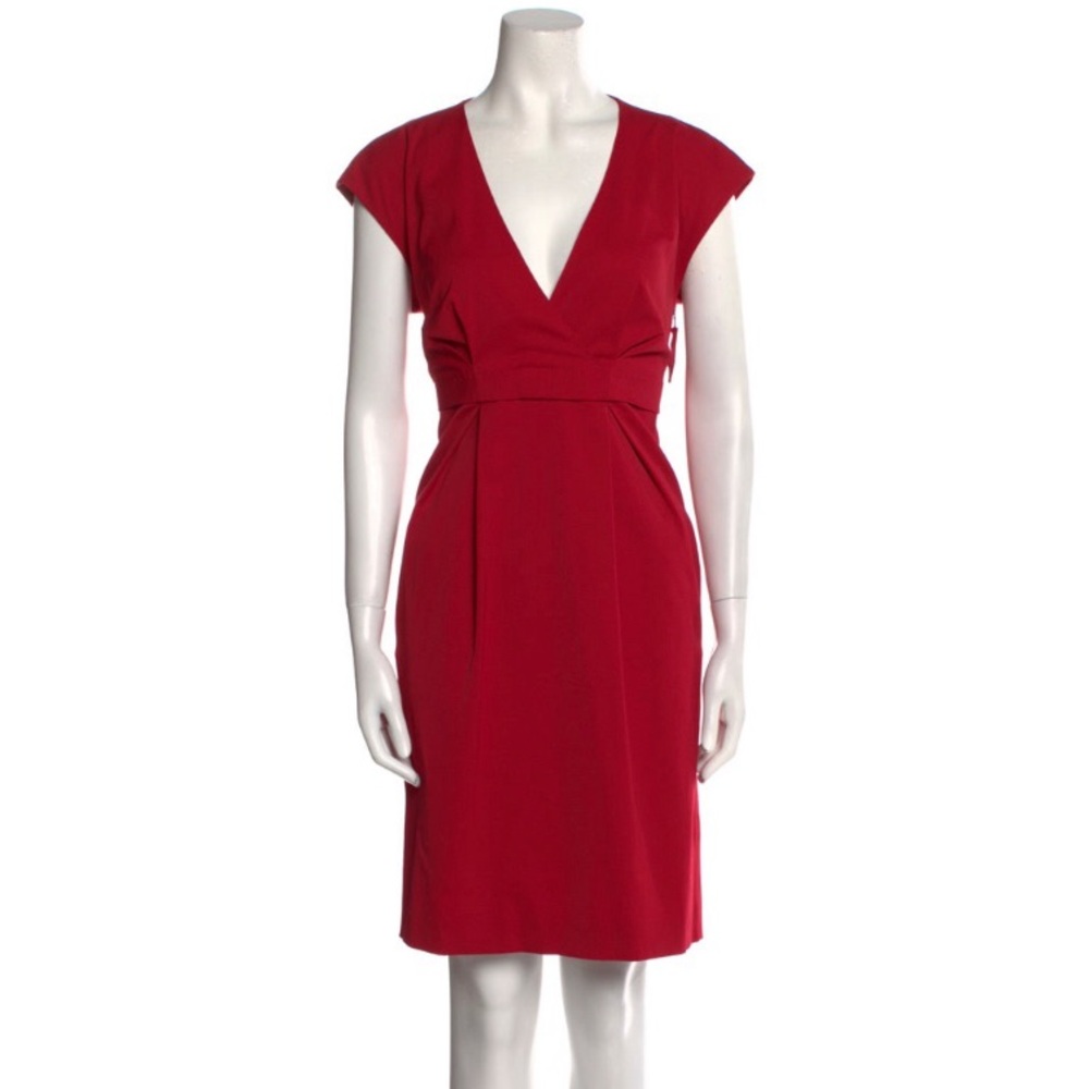 Moschino Sheath Dress, V neck sleeveless, zip closure at side
